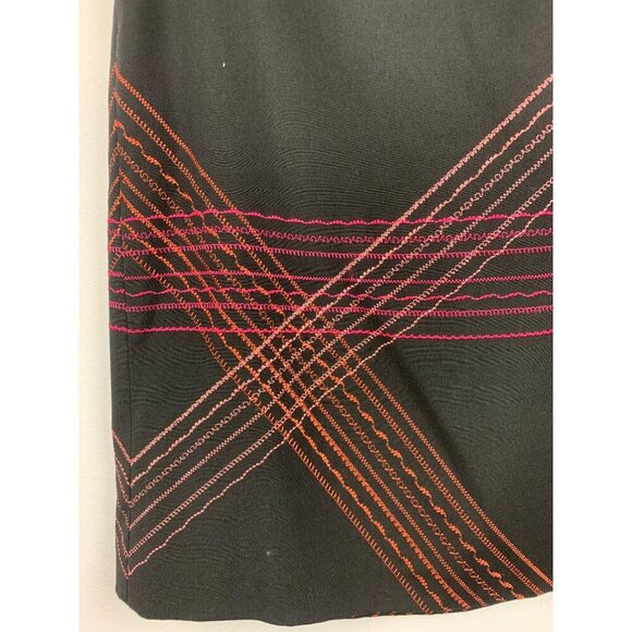 Alfani Womens Black & Multicolor Embroidered A-Line Skirt Size 4 - Picture 2 of 4